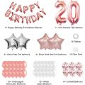 20Th Happy Birthday Party Decorations Kit - Happy Birthday Balloon Banner, Number "20" Balloon Mylar F, Rose aurum. 