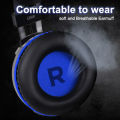 EKSA E800 Gaming Headphone Over The Ear Custom-Built 40mm Driver 360° Omnidirectional Mic With Blue LED Light - Blue. 