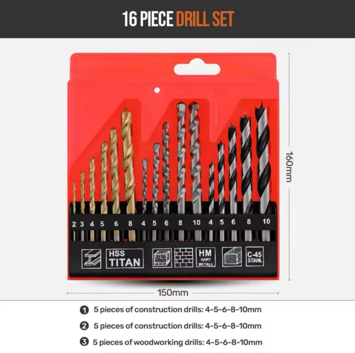 16PCS%20Multifunctional%20Woodworking%20Drill%20Bit%20Set%20Electric%20Hole%20Tool%20Kit%202-10mm%20Drill%20Bits%20Combination%20Set%20HSS%20Titanium%20Twist%20Drills%20to%20Metal%20+%20Wood%20Drills%20+%20HSS%20Rock%20Concrete%20Drill%20Set%20Masonry%20Twist%20Wood%20Drill%20Bit%20Set%20Concrete%20Brick%20Drywall%20drill%20barma%20-%20Image%207