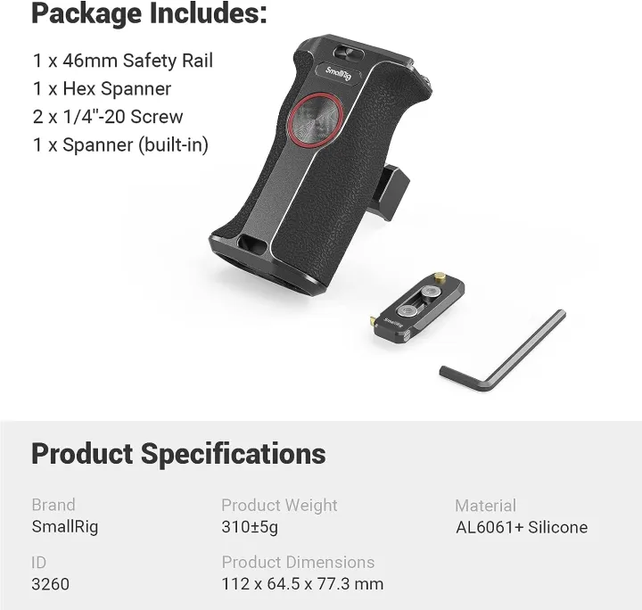 SMALLRIG%20NATO%20Handle,%20Quick%20Release%20Grip,%20Rotating%20Push%20Button%20Side%20Handgrip%20for%20DLSR%20Camera%20Cage%20Kit,%20with%20Integrated%20NATO%20Rail%20(Left%20Side)%20-%203260%20-%20Image%205