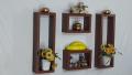 4 PIECES WALL HANGING BOXES SHELF LIGHT BROWN. 