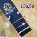 4Pcs/Set Adjustable Open Bracelet for Girls and women Golden and Silver Moon Star Heart Bracelet. 