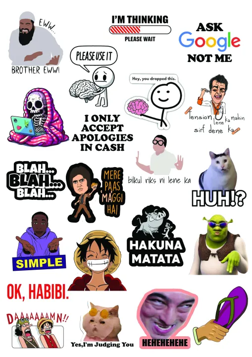 Funny Meme Stickers Ask Google Not Me Quote Stickers 21 pieces of Huh ...