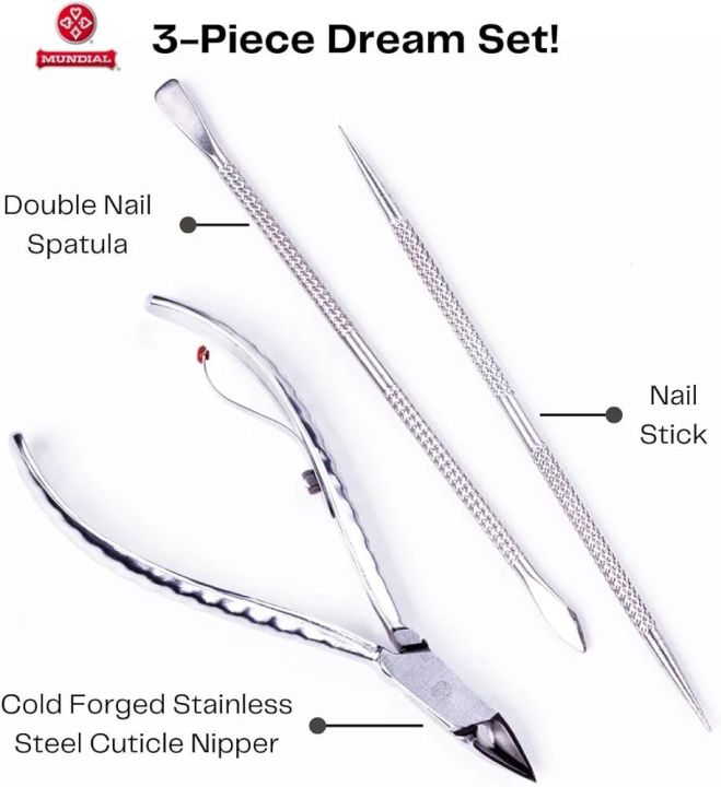 Cuticle Nipper Set, Nail Care Cuticle Cutter Trimmer and Cuticle Pusher with Non-slip Protective Coating Handle Stainless Steel Cuticle Cutter Clipper Durable Cuticle Nipper and Remover