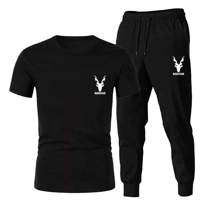Markhor Printed Cotton Summer Tracksuit Trouser & T Shirt For Men