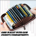 Men's Genuine Leather Card Holder Storage Bags Blocking Zipper Thin Pocket. 