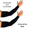 2 Pairs of Arm Sleeves For Men and Women in Black Free Size Fits Thin Legs and Arms. 