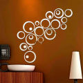 3D Mirror Acrylic Wall Sticker Rings (One Set=120mm +100mm+80mm+60mm+40mm+20mm Diameter) for Kids Room/Living Room/Bedroom/Home, Wall Art. 