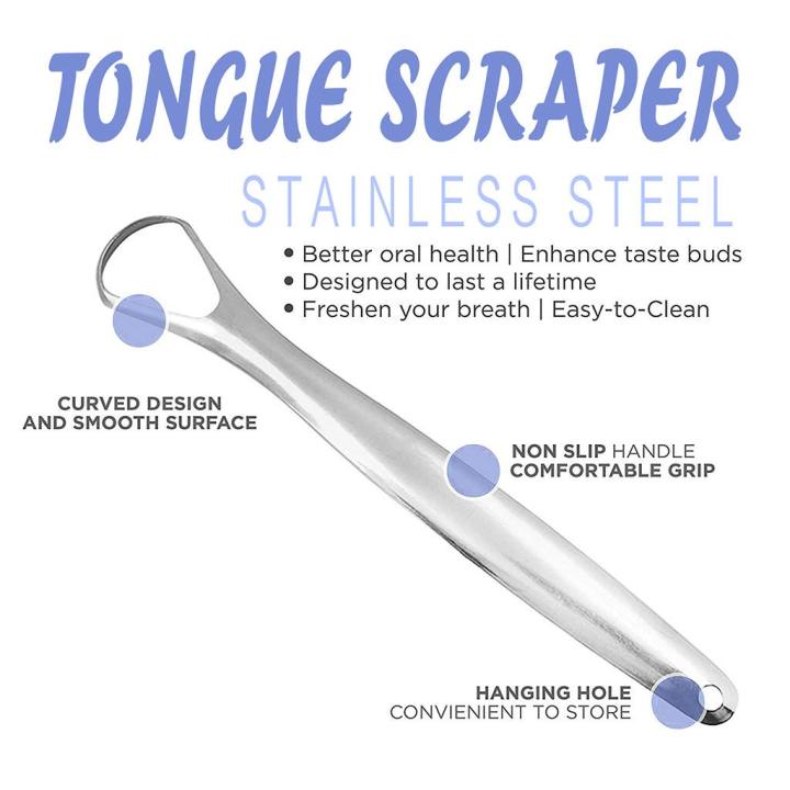 1 Piece Tongue Scraper Reduce Bad Breath (Medical Grade), Stainless Steel Tongue Cleaners for Men and Women Personal and Professional Use, 100% BPA Free Metal Tongue Scrapers Fresher Breath in Seconds