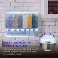 FREE SHIPPING 6-Grid Storage Wall Mounted Food Dispenser Whole Grains Rice Bucket Large Capacity Dry Food Dispenser Dry Food Fruit Storage Box for Home and Kitchen Box Cereal Dispenser. Rice Bucket Divided Grains Tank Moisture-Proof and Insect-Proof. 