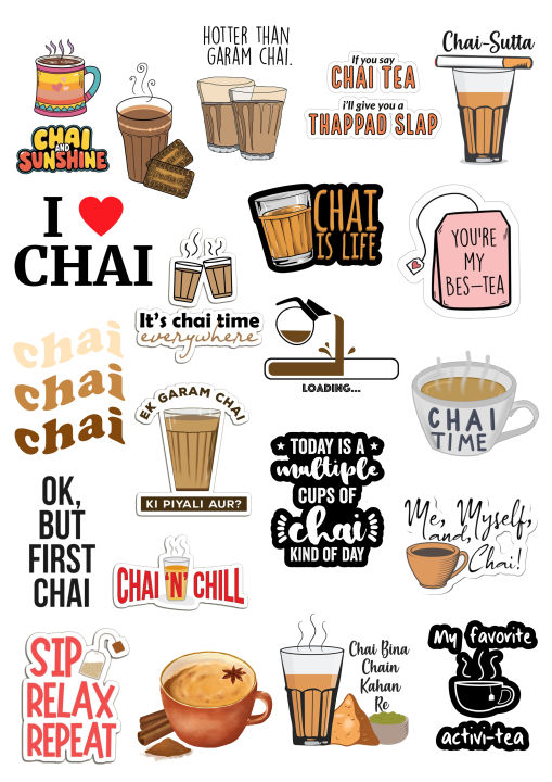 Chai Stickers , Tea Stickers , Best For Chai Lovers Aesthetic Stickers ...