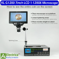 7-Inch 12MP KL G1200 Digital Microscope with 1–1200X Zoom, Metal Stand, and High-Definition LCD for Electronics Repair by Electrica. 