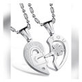 I Love You Stainless Steel Silver Pendant For Women - 2 Pcs. 