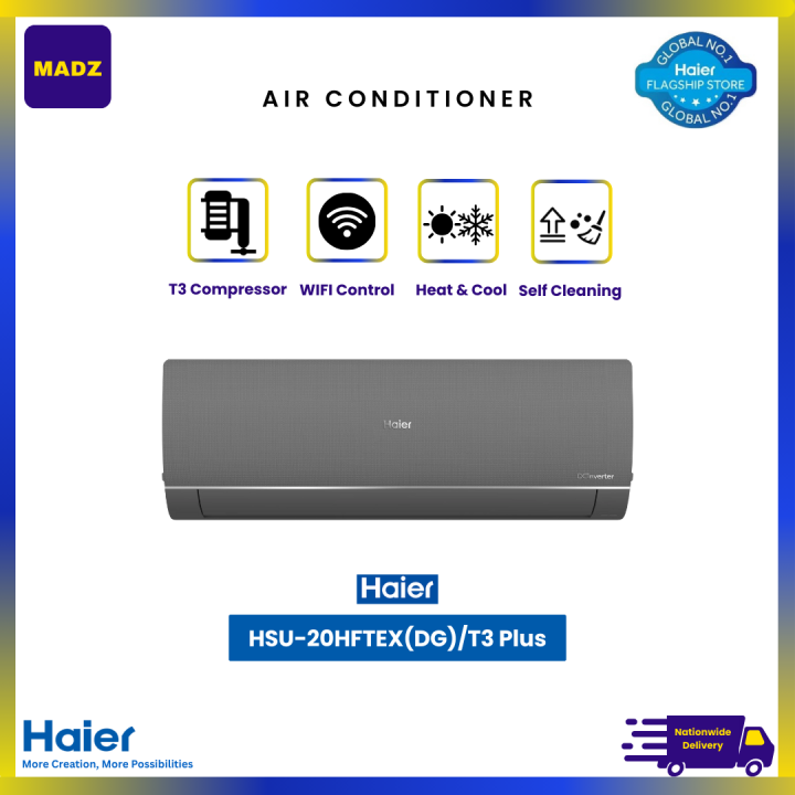 Haier-HSU-20HFTEX (DG)/(OW) - T3 Plus Series- 1.5 Ton DC Inverter-(20,000 BTU's)- WIFI- White & Silver