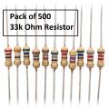Pack of 500 - 33K Ohm Resistor 33kohm 1/4W. 