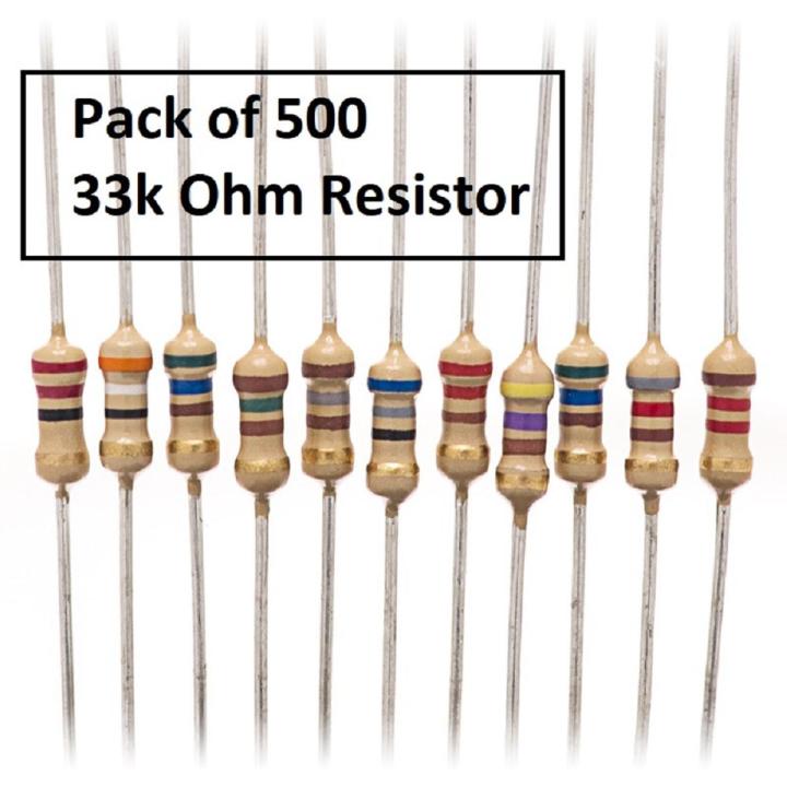 Pack of 500 - 33K Ohm Resistor 33kohm 1/4W