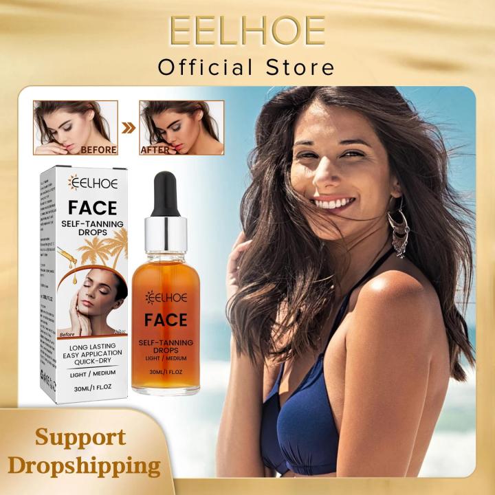 Superman Ruoias EELHOE Self Tanning Drops Sunless Skin Tanning Oil Liquid Dark Self Tanner Water Serum for Face Body Indoor Tan Lotion 30ml