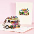 Birthday Cards Card Greeting 3D Blessing Party Shower Baby Thank Happy Postcards Kids Invitation Car Flower Folding Supplies. 