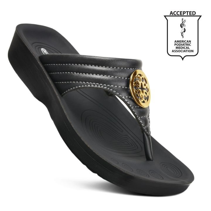 AEROTHOTIC Women's Smart Casual Buckle Flip Flops - Original Thailand Imported - L0360