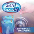 Sani Sticks Keeps Drain Pipes Clean and Deodorizer Unscented Drain Opener Sani Sticks Keeps Drain Clear & Odor-Free Kitchen Dapur Sink and Bathtub Drain Cleaner (Pack of 12 Sticks) Blue Colour Sani Sticks Drain Cleaner and Deodorizer Non-Toxic Enzyme Form. 