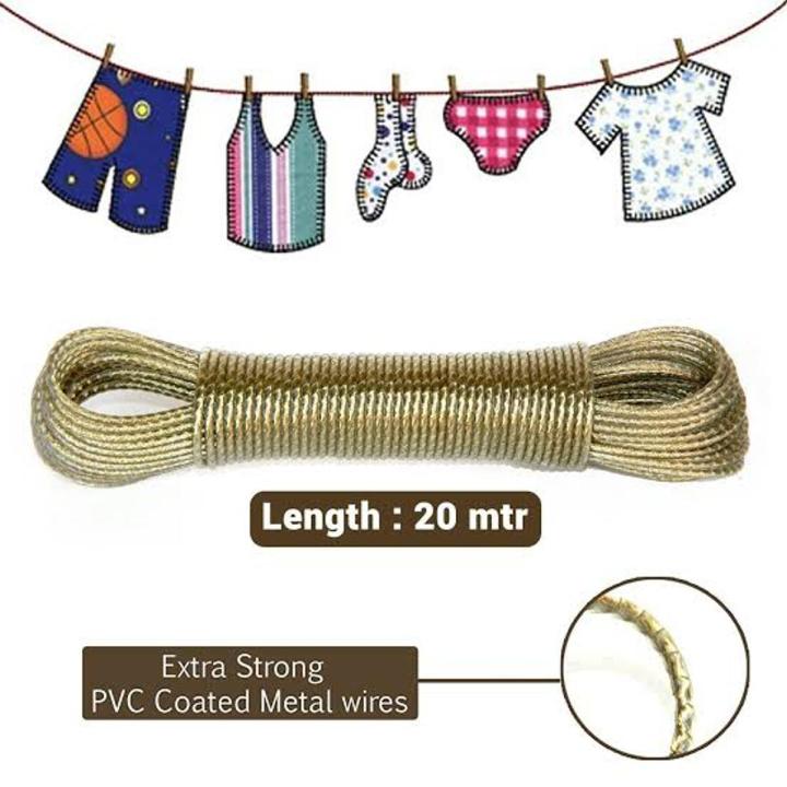 10 Meter PVC Coated Steel Anti-Rust Wire Rope Washing Line Clothesline with 2 Plastic Hooks – 1 Piece for for Drying/Hanging Clothes