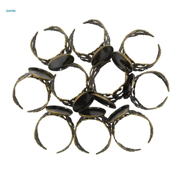 10Pcs Br Adjustable Rings Base Blank Setting Hollow Folwer Oval Base Glue