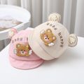 Cartoon Bear Baby Baseball Cap Cute Kids Sun Hat with Ears Summer Solid Color Adjustable Boy Girl Peaked Caps Bonnet. 