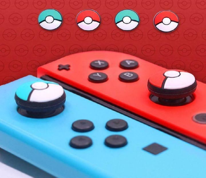 4x%20Nintendo%20Switch%20&%20Lite%20Pokemon%20Thumb%20Grips%20Blue%20Red%20Pokeball%20Caps%20for%20Joy%20Con%20-%20Image%202