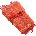 FLYEER 300Pc 7X9cm Rose Organza Drawstring Gift Jewelry Bags Pouches Wedding Xmas Party Gifts Bags Red. 