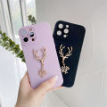 FELMYST Original Case For OPPO Realme C17 3D Metal Deer Head Elk Luxury Square Liquid Silicone Back Mobile Phone Casing Boy Men Gril Gift Soft Lens Protect Cover. 
