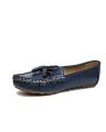 Blue Leather Comfort Loafers For Women. 