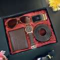 Premium 4 in 1 Leather Collection Gift Set for Men - Leather Wallet, Strap Watch, High-Quality Belt, Stylish Sunglasses with Premium Packing Box- Perfect Business Gift, Fashionable and Casual.. 