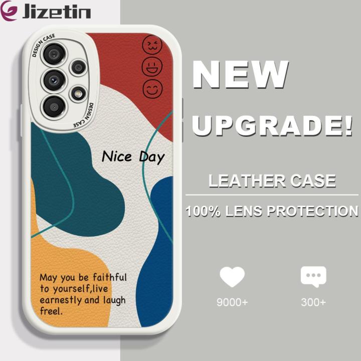Jizetin for Samsung A33 5G Back Cover Colorful Graffiti Lambskin Texture PU Leather Back For Girls Boys Soft Phone Case