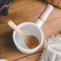 Enamel Milk Pan, Mini Butter Warmer 10cm Enamelware Saucepan Pan Cookware with Wooden Handle, Perfect Size for Heating Smaller Liquid Portions. (White). 