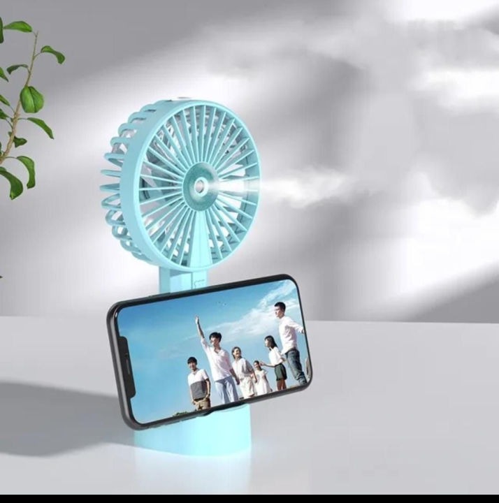 KINZO Cooling Mist Spray Fan With Mobile Holder mini portable Handheld water mist spray cooler USB Rechargeable Cooling Fan with mobile Stand