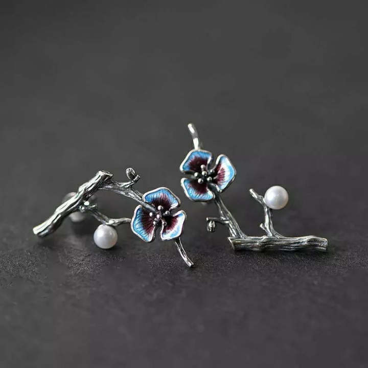 Earrings - Cloisonné Art Studs for Women