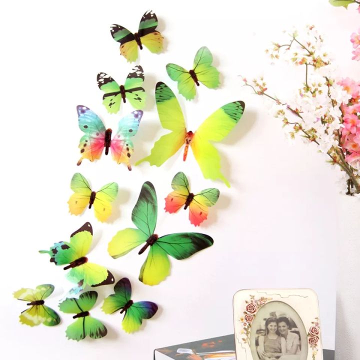 12%20pcs%20PVC%203d%20Butterflies%20Wall%20stickers%20For%20Home%20D%C3%A9cor%20Fridge,%20Doors,%20Walls,%20Kitchen%20-%20Image%202