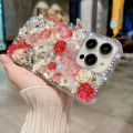For iPhone 14 Pro Max 13 12 for iPhone 11 3D Flower Acrylic Beads Phone Case Cover Bling. 