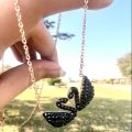 Gold Chain With Beautiful Black Swan Duck Necklace Korean Jewellery For Women - Gold Chain Neck Statement Collar Chains Shining Female Jewellery For Girls. 