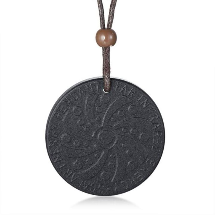 Quantum Scalar Power Energy Bio Science Negative Ions Pendant Necklace For Men Technology Volcanic Lava Jewels