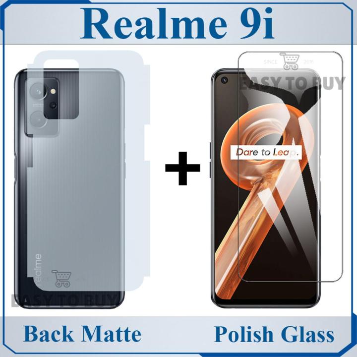 Realme 9i Polish Glass Screen Protector + Back Protector Soft Skin Sheet Matte Style For Realme 9i