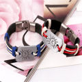 Qingwen  Sun Moon Tonghui Buckle Series Hemp Rope Leather Bracelet   Weave Vintage Cattle Leather Bracelet   Korean Jewelry Wholesale. 