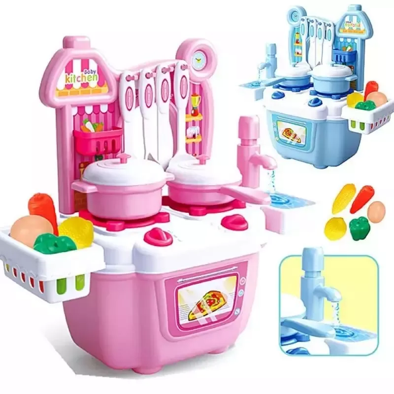 Kitchen Set Kids Simulation Kitchen With Water Tap Function Baby Toys With Light Sound Red Baby Pretend Play Best Kitchen Play Gifts For Girls Daraz.pk