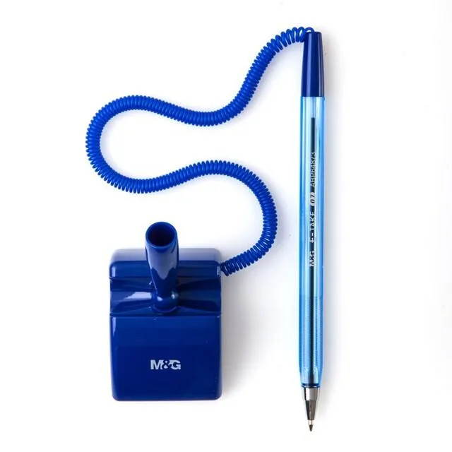 Stick%20On%20Front%20Counter%20Reception%20Desk%20Office%20Blue%20Gel%20Pen%20-%202%20Meter%20Flexible%20Coil%20Cord%20Base%20-%20Image%202