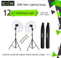 Combo KIT - ICON 8 Foot Long Light Stand Studio Umbrella Continuous Lighting Kit, Umbrellas Beams 2000 Watt & Stands. 
