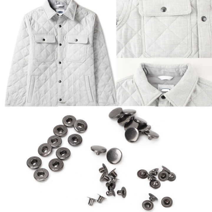 10Pcs 15mm Metal Press Stud Snap Button Fastener Clothes Accessories