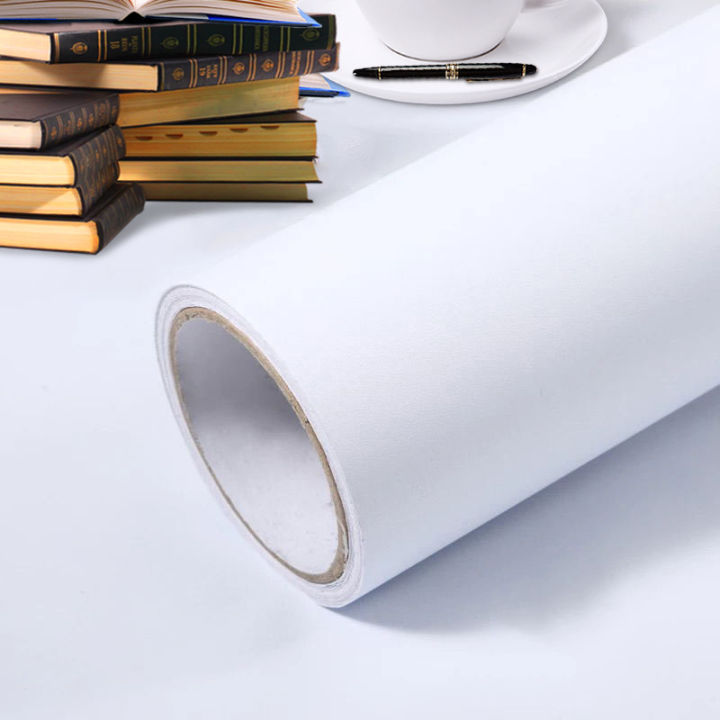 Pure white wallpaper thickened matte solid color pvc self adhesive wallpaper waterproof renovation bedroom living room background wall stickers