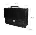 Briefcase Laptop Bag Folder Accessories Leatherette With Number Lock For Office and Travel - Black. 