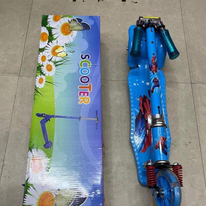 Spiderman Scooty For Kids Littles spider man blue  Height Adjustable Kids Folding Scooter