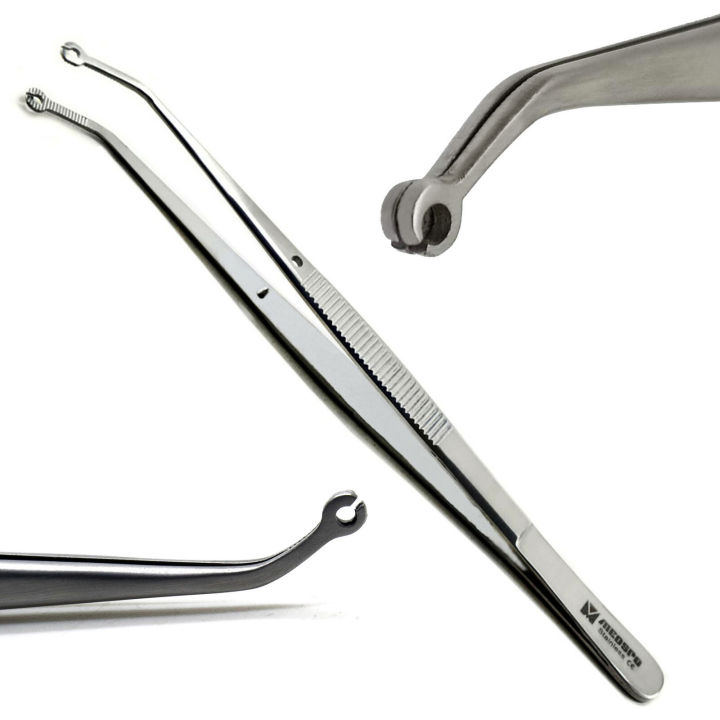 Dental Surgery Corn Suture Tweezer Curved Tissue Holding Suturing Surgical Tweezers 15.5cm